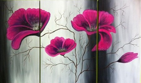 Ružové kvety, veľkosť: 2 x (30 x 60), 50 x 70 cm, cena 65,- €