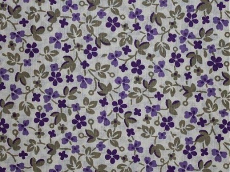 Kvietkavá látka fialovo-olivová, šírka 140 cm, cena 3,90 €